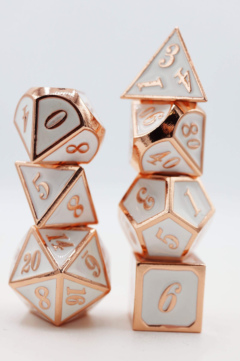 Copper Embossed White RPG Dice Set