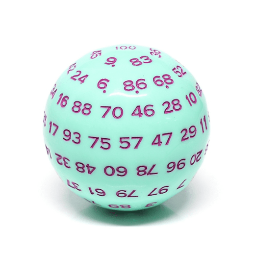 100 Sided Die -  Mint Rose D100