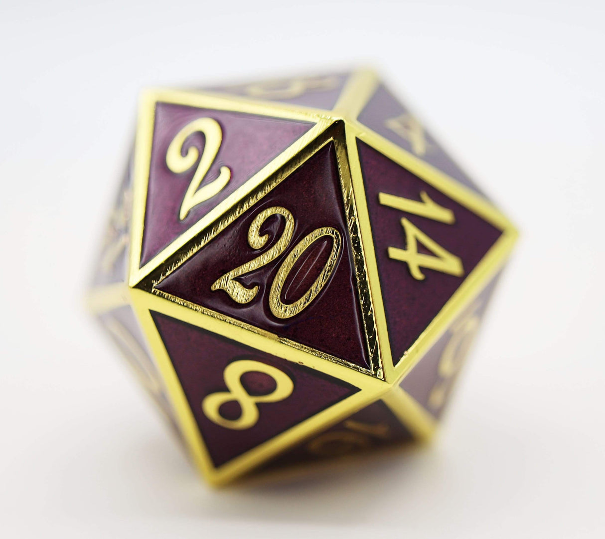 D20 Gold with Amethyst - 35mm Extra Large Metal