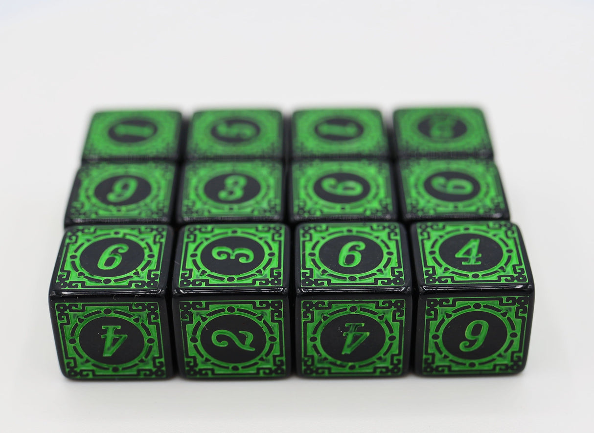 Magic Burst D6 Set -  Green - 12 piece D6's