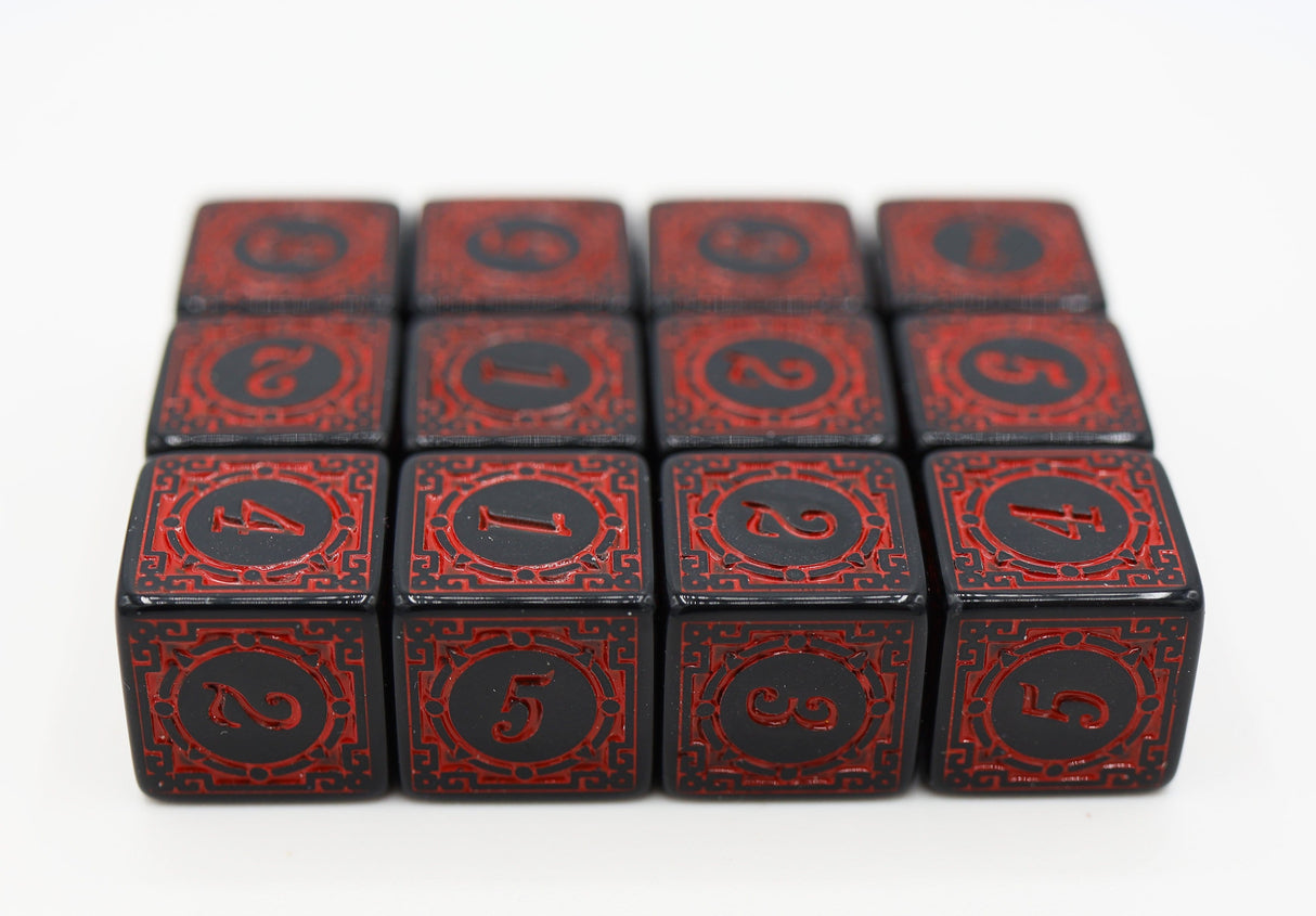 Magic Burst D6 Set -  Red - 12 piece D6's