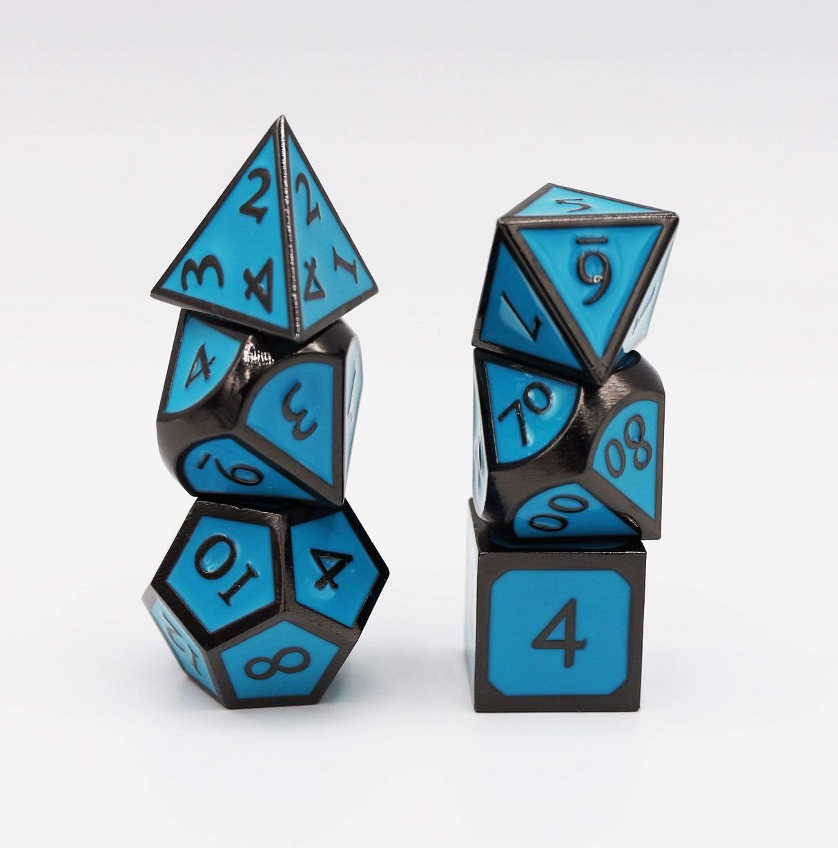 *discontinued* Midnight Metal with Teal RPG Dice Set