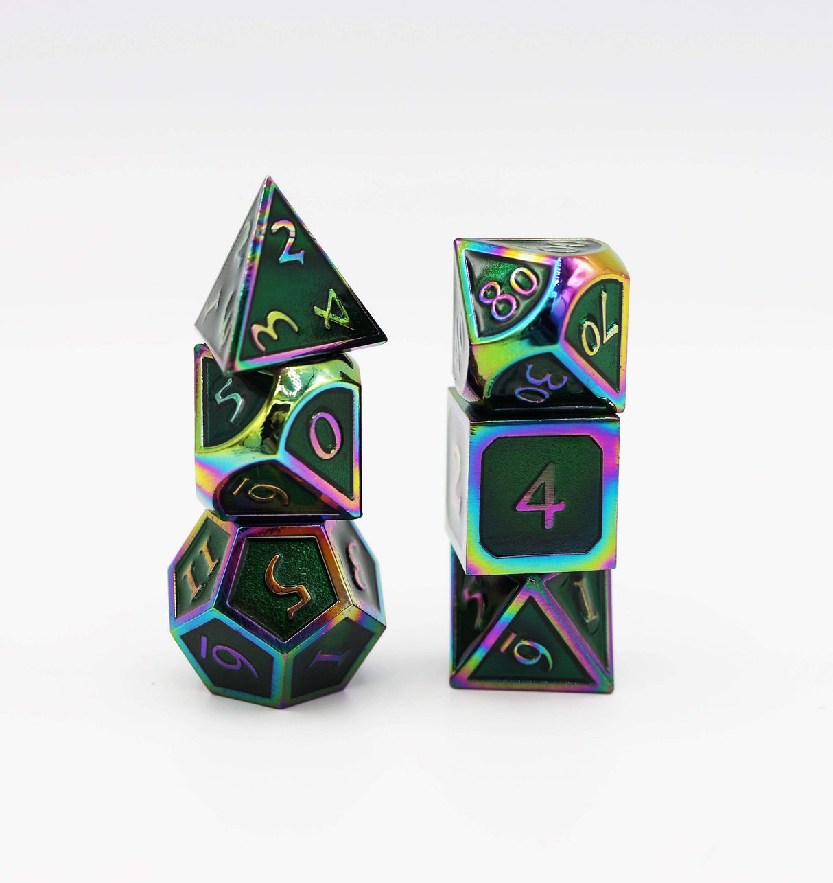 *discontinued* Burnt Opal with Emerald RPG Dice Set