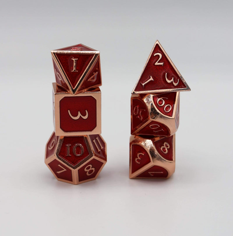 Copper with Ruby RPG Dice Set